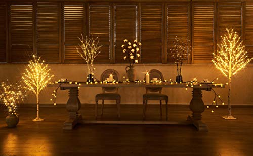 Lighted White Twig Branches 32IN 100 LED with Timer Battery Operated