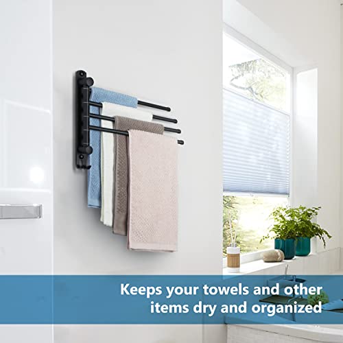 Black Towel Rack JSVER Swivel Towel Rack Wall Mounted