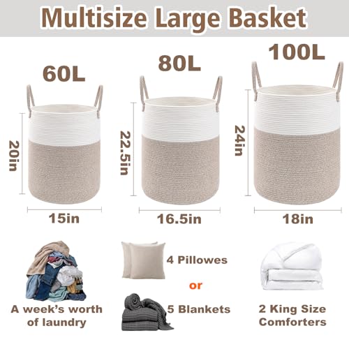 60L Cotton Rope Laundry Basket Hamper