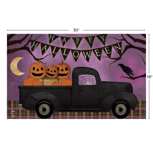 Doormat 30x18 Indoor Outdoor Halloween Truck Primitive for Halloween Doormat (3.75 Sq Ft)