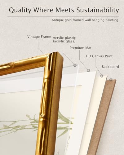 Gold Framed Bamboo Wall Art