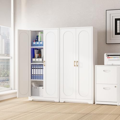 60"Metal Pantry Storage Cabinet with Doors & 3 Adjustable Shelves
