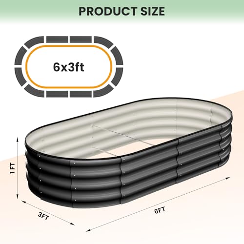 2 Pcs 6x3x1 ft Oval Raised Garden Bed