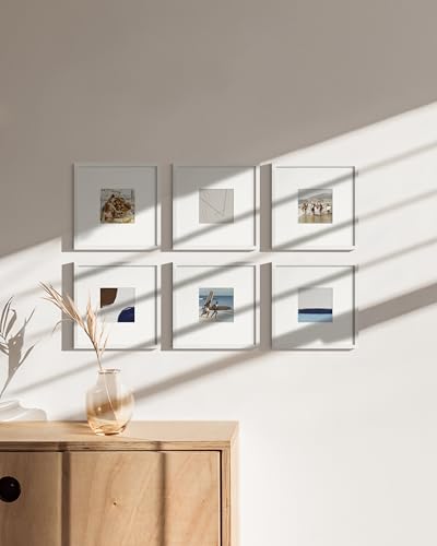 8x8 White Metal Picture Frames Matted to 4x4