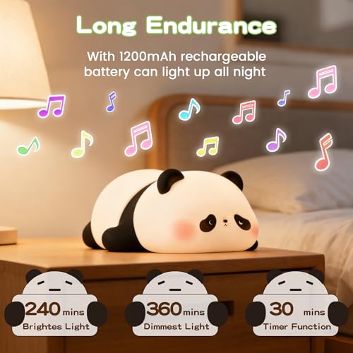 Panda Night Light with White Noise