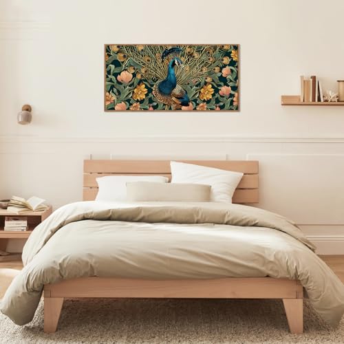 Boho Peacock Framed Canvas Wall Art