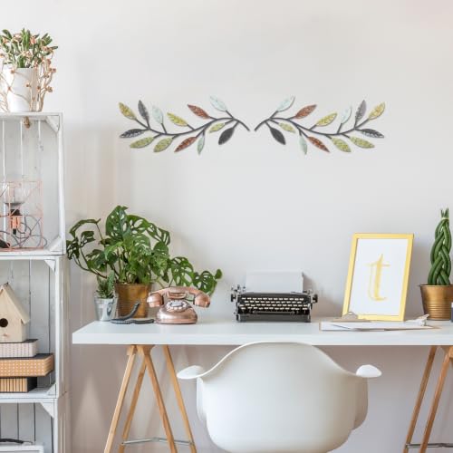 2 Pcs Metal Leaf Wall Art Vine Branch Decor (2 Count)