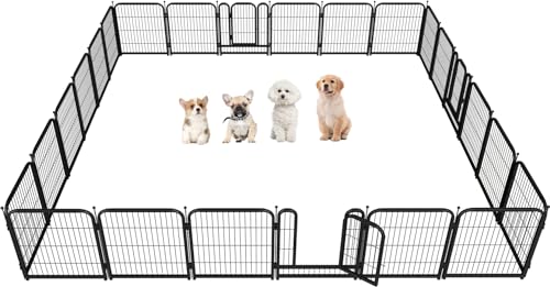 Metal Dog Playpen 32in H 24 Panels Heavy Duty Dog Fence