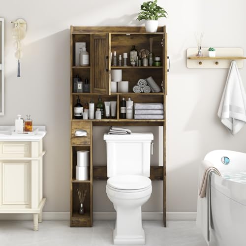 Farmhouse Over The Toilet Storage Cabinet with Barn Door