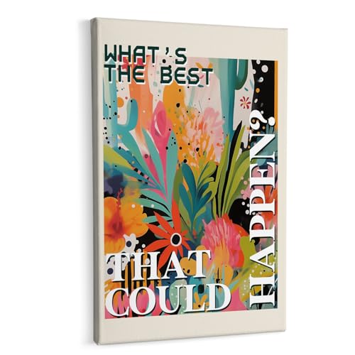What's the Best That Could Happen Maximalist Floral Framed Canvas Painting Wall Art Decor