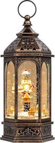 Animated Gingerbread Nutcracker with Moving Figurines Lighted Water Lantern
