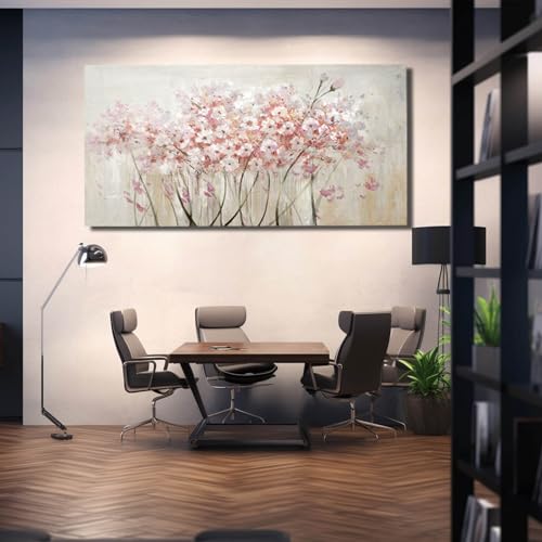 Home Decor Pink Blossom Hand Painted 30x60 Inch Colorful Wall Art Large Canvas Wall Art for Living Room Bedroom Office Kitchen