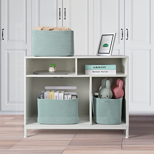 Woven Cotton Rope Storage Baskets 15x10x9.3" 3 Pack Green