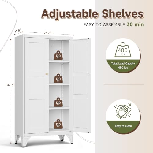 Metal Storage Cabinet with Doors and Shelves