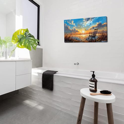 Canvas Prints Wall Art Sunset Ocean Beach Pictures Photo nature landscape Paintings for Living Room Bedroom Home Decorations Modern Stretched and Framed Seascape Waves Landscape Artwork