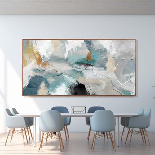 Green and White Canvas Wall Art Contemporary Wall Decor Abstract Poster Printing 36"x70" Office Art Pictures Bedroom Decorations
