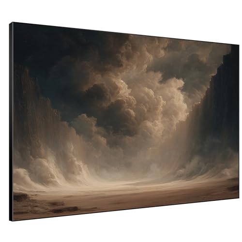 60"x72" Extra Large Framed Wall Art Dramatic Canyon Storm Cloudscape Illustration for Home Living Room Bedroom Decor
