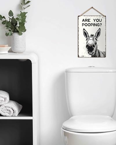 Donkey Are You Pooping Metal Tin Sign Vintage Bathroom Decor 8x12"