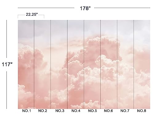 Pink Clouds wall Mural Wallpaper for Bedroom 178" x 117" (144.6 Sq Ft)