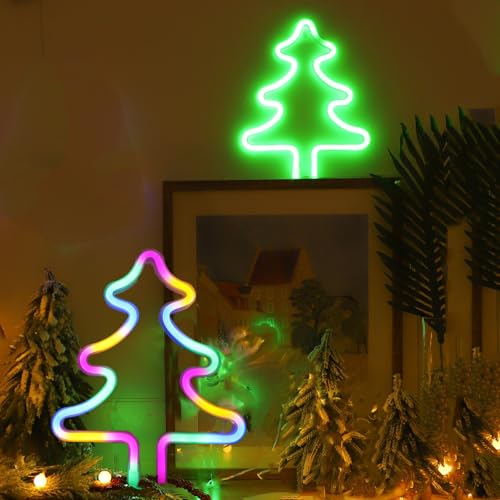 Christmas Tree Neon Light Signs for Bedroom Bedside Dorm Wall Decor