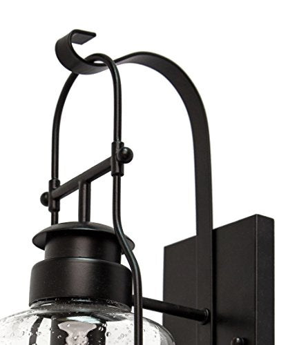 Rustic wall Light Lantern with Retro Industrial loft Lantern Look in Rubbed Bronze Powder Coat Finish with Milk Pioneer jug Glass