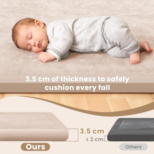 Baby Play Mat for Floor 1.3" Thick Memory Foam Play Mat 59"×71" Tummy Time Crawling with Non
