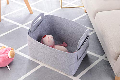 Storage Basket Felt Storage Bin Collapsible& Convenient Box Organizer with Carry Handles for Office Bedroom Closet Babies Nursery Toys Laundry