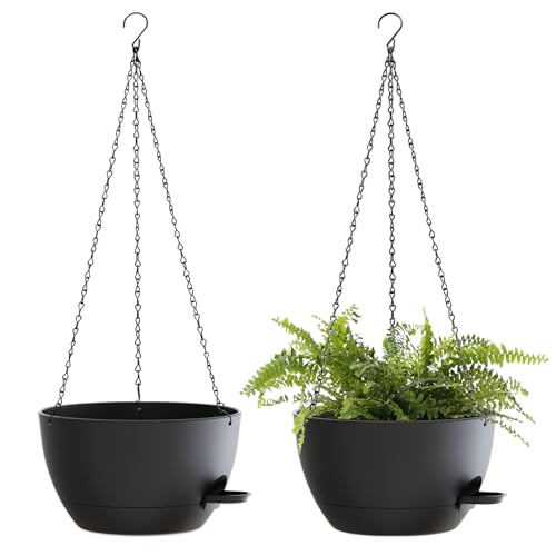 12 Inch Hanging Baskets 2 PC with Chains (2 Count)