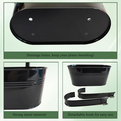 10" Metal Hanging Planter for Railing with Detachable Hooks (8 Count)