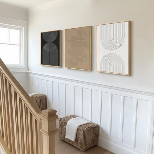 Framed Black and White Neutral Abstract Wall Art for Living Room (3 Count)