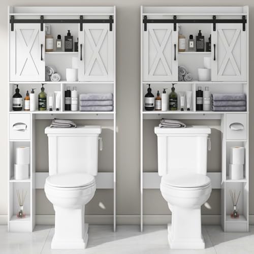Over The Toilet Storage Cabinet with Sliding Doors