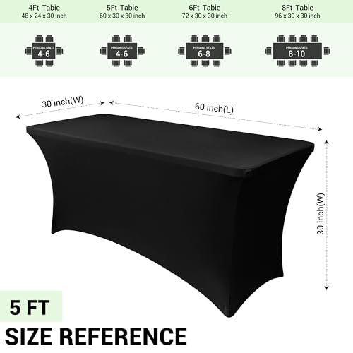 Spandex Table Cover 5ft Fitted Tablecloth Rectangular