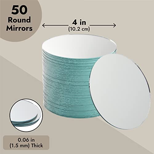 4 Inch Round Glass Mirrors for Crafts (50 Count)
