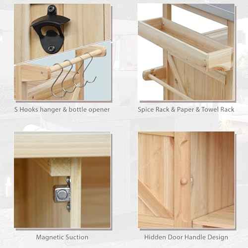50.25" Outdoor Kitchen Island with Rolling Bar Cart & Storage Cabinet