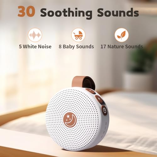 Portable Sound Machine Mini White Noise Machine Baby Shushing Brown Noise Machine with 30 Soothing Sounds for Kids Adults Dogs Auto