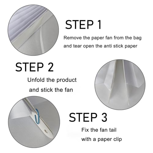 White Party Decorations White Hanging Paper Fans DIY Set 12inch (30 Count)