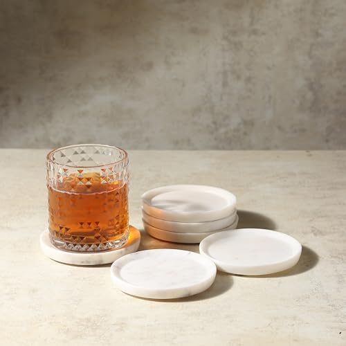 Marble Coasters Set of 6 with Raised Edges (25 Count)