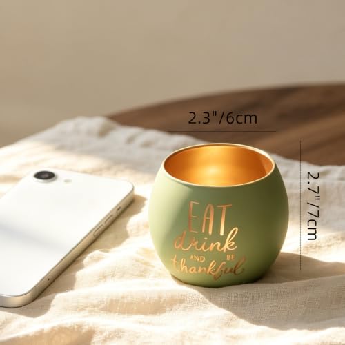 Thanksgiving Votive Candle Holder Set of 6 for Fall Table Centerpiece Decor (6 Count)