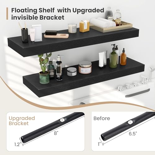 48 x 12 Deep Floating Shelves Wall Mounted Set of 2 Black (2 Count)