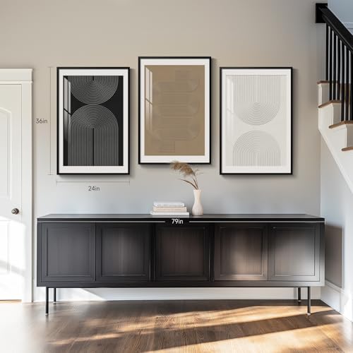 Framed Boho Neutral Abstract Wall Art for Living Room (3 Count)