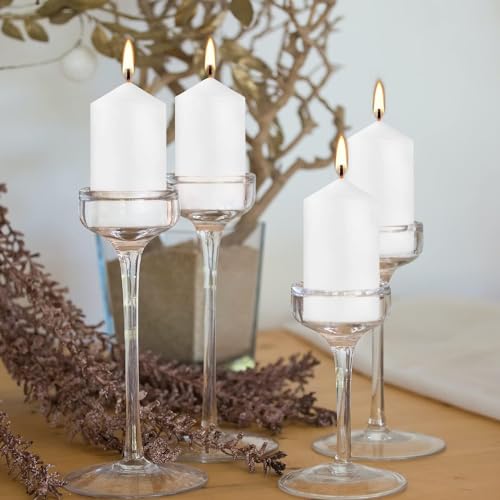 20 Pcs Bulk Long Burning Wax Pillar Candles 2" x 4" Dripless Unscented Smokeless for Wedding Party Spa Lantern Fireplace Home (20 Count)
