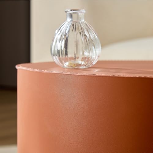 19.09" Modern Leather Round Coffee Table Set