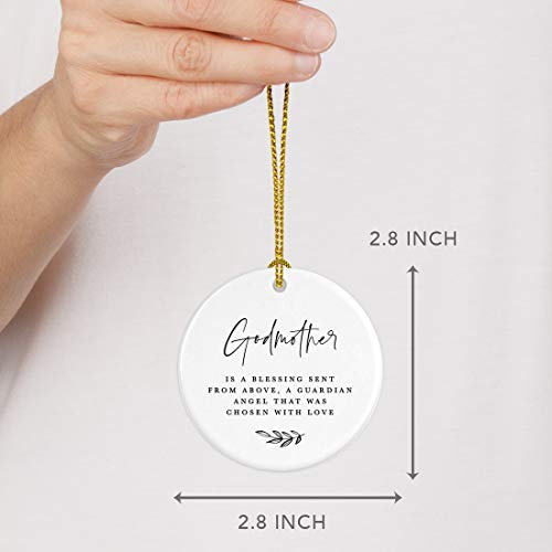 Round Ceramic Porcelain Christmas Ornament Collectible Godmother Gift