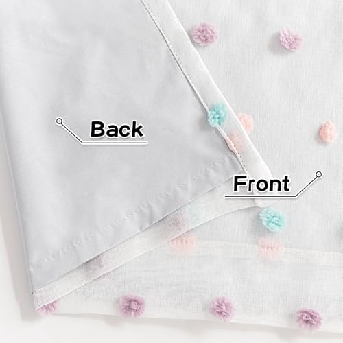Total Blackout Curtains for Living Room 95 Inch Long 100% Light Blocking Curtains for Bedroom 2 Panels Set Privacy Protect Grommet 2 Layered Drapes with Rainbow Pom Pom Sheer 50W x 95L (2 Count)