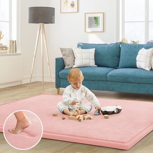 Baby Play Mat for Floor Nursery Rug Muscle Mat Area Rug Playroom Rug 47"x47" Playpen Mat Elastic Foam 1.3" Thick Crawling Mat for Babies