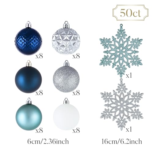 50ct Christmas Tree Decorations Ball Ornaments 2.36 Inches (50 Count)