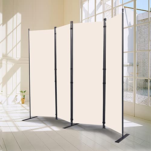 Room Divider 4 Panel Folding Privacy Screens with Wider Feet