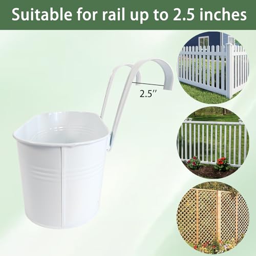 2 Pack 10" Metal Hanging Fence Planter Outdoor with Detachable Hooks (2 Count)