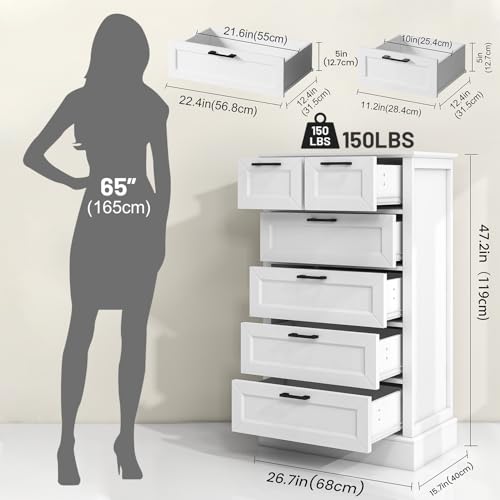 Odeekea White Dresser with 6 Drawers