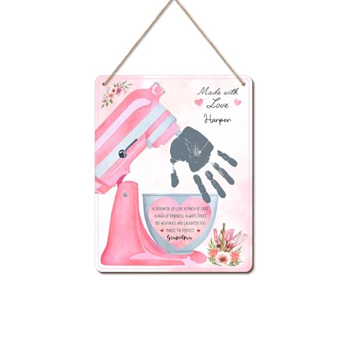 DIY Mothers Day Handprint Baking Mixer Craft Shape Hanging Sign for Grandma Baking